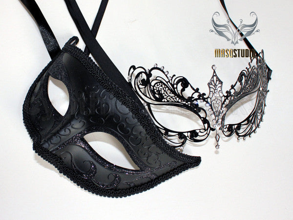 Luxury Filigree Laser cut Metal His & Her Couple Masquerade Mask Set –  Masquerade Mask Studio